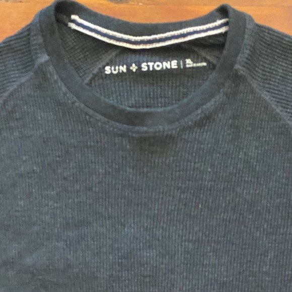 MENS SUN & STONE CHARCOAL GRAY WAFFLE KNIT LONG SLEEVE THERMAL TOP SZ: XL NWOT - Picture 3 of 4